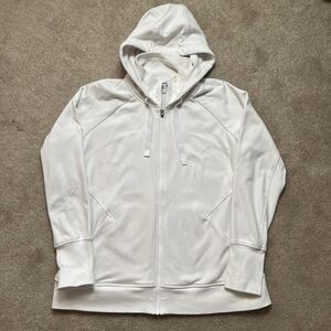 Athleta Triumph Hoodie Womens 1X White Jacket Full Zip Athleisure Yoga Comfort